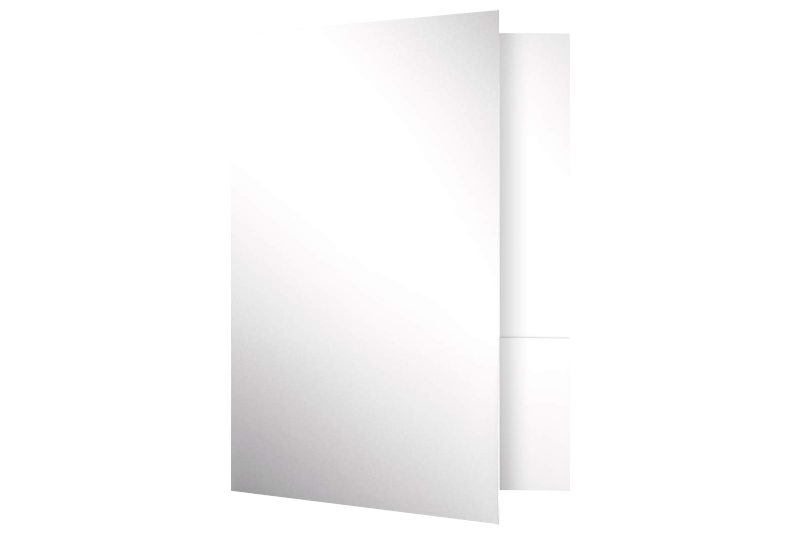 LUXPaper 9" x 12" Presentation Folders | Two Pocket | Front Cover Card Slits (Center) | White Gloss | 12pt. Cover | 50 Qty