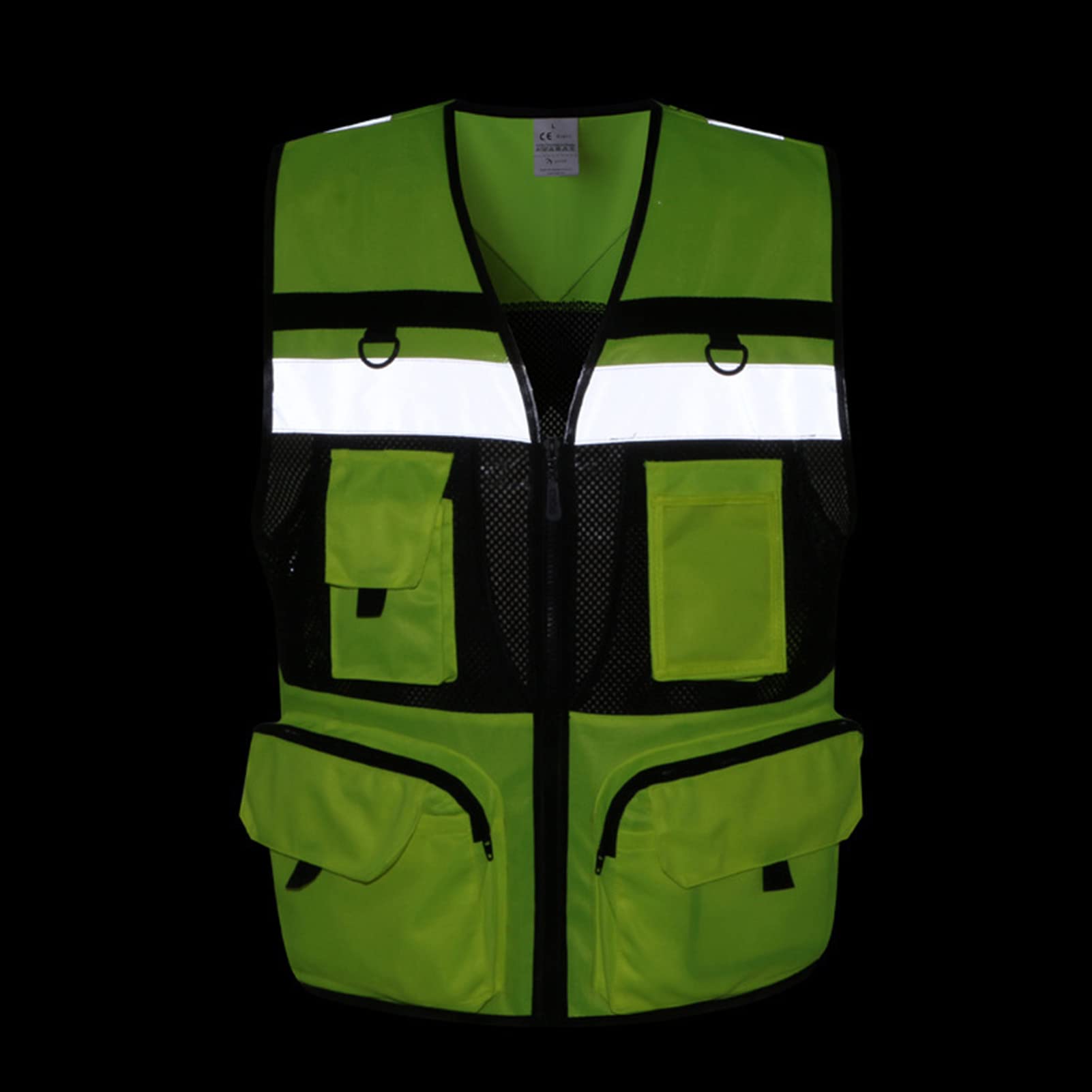 Gilet di Sicurezza Riflettente ad Alta Visibilità Con Tasca Zip, Fodera in Rete Traspirante, Delicato Sulla Pelle e Resistente All'Usura - Taglia M