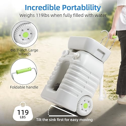 YITAHOME-Portable-Camping-Sink-45-L-Handwashing-Station-with-Adjustable-Wash-Basin-Soap-Dispenser-Metal-Handle-Large-Wheels-for-Outdoor-Travel-Boat-Gather-Garden-Worksite-White