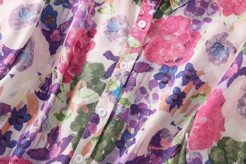 Image of Gufrina Women Mustard Multicolor Floral Print Button-Down Shirt with Elbow Sleeves and Collar Neck in Soft Breathable Fabric Ideal for Casual wear and Relaxed Styling