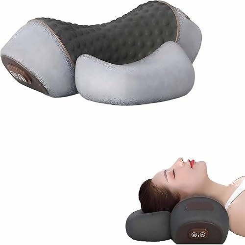 Almohada de masaje de cuello térmica 3 en 1 | Soporte cervical de espuma viscoelástica | Almohada de relajación para el hogar y la oficina (gris)
