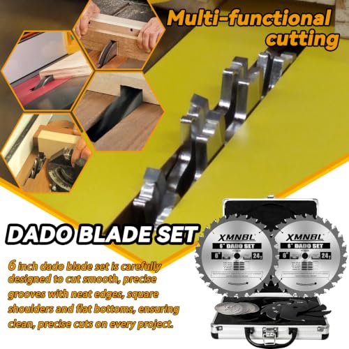 Image of 6 inch Pro Dado Set for Table Saw,Flat Bottom Grooves,from 1 /4 inch to 13 /16 inch Inch