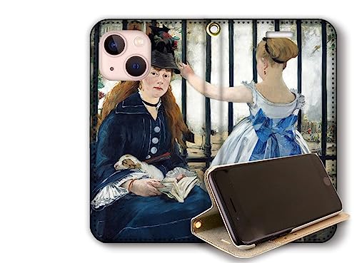 【スタンド機能】 ベルトなし 手帳型 iPhone13互換 スマホケース 【世界の名画】 マネ ☆印象派☆西洋画 風景画 前衛的 絵画 芸術 アート art (鉄道)