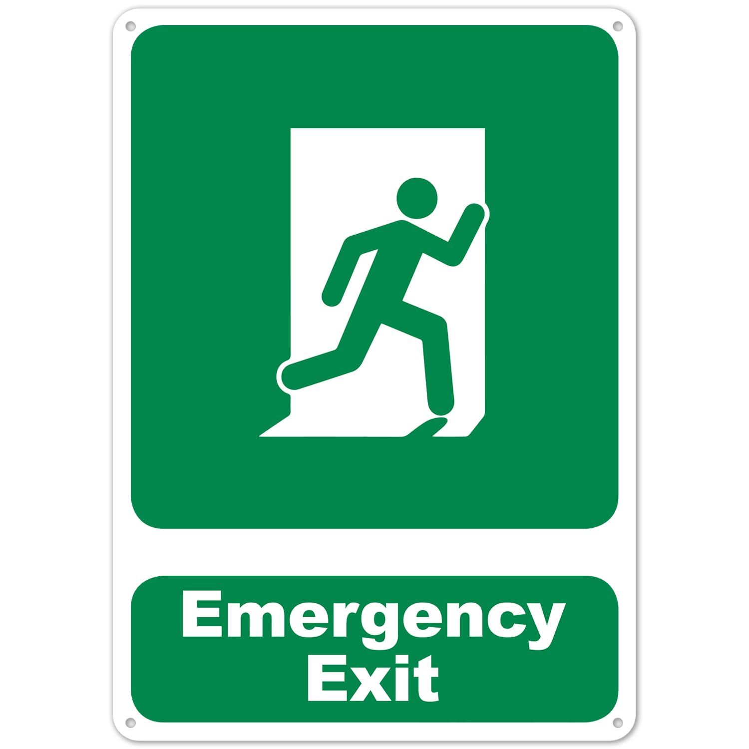 Green Emergency Exit Direction Guide Metal Sign Building Fire Safety 12x8 Inch
