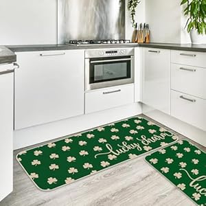 2Pcs St. Patrick’s Day Kitchen Mats Green Shamrock Kitchen Floor Rugs Lucky Clover Decorative Non Slip Rectangle Doormats for Irish Party Home Entrance Porch Decor Supplies 2Pcs St Patricks Day Kitchen Mats Green Shamrock Kitchen Floor Rugs Lucky Clover Decorative Non Slip Rectangle Doormats for Irish Party Home Entrance Porch Decor Supplies