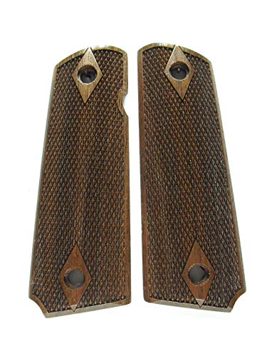 Walnut Double Diamond Fine Checkered Full Size 1911 Grips