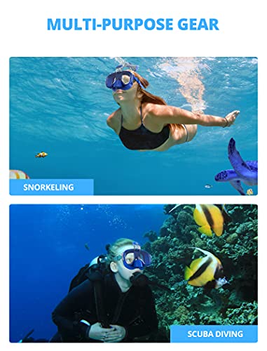 Image of AKASO Snorkel Mask, Broad View Scuba Mask Anti-Fog Anti-Leak with Camera Mount Diving Mask Snorkeling Mask, Snorkeling Gear for Adults(Deep Blue)