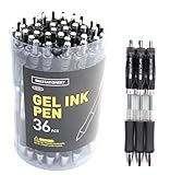 SKKSTATIONERY 36 Pcs Retractable Black Gel Ink Pens, 0.7mm, Gel Ink Rollerball Pens, Smooth Writing with Comfort Grip