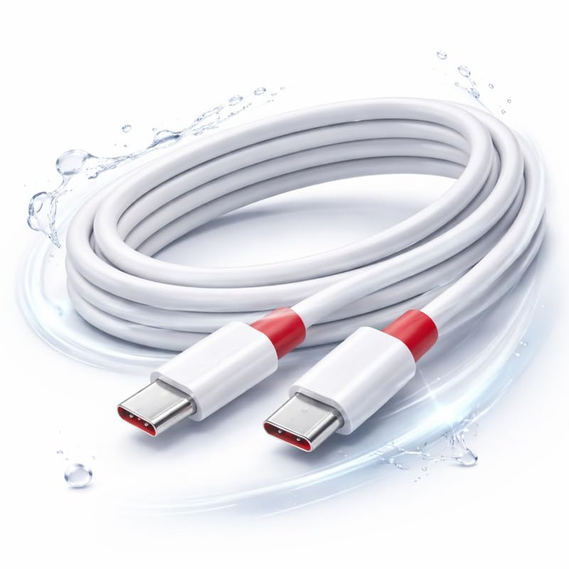 Image of fast charging cable c for OnePlus Nord 2 8GB RAM usb Original Like Charging Quick , Dash , Warp , Dart , Flash , Super Vooc C Data Sync USB A to fast charging cable c for Android - RQ White