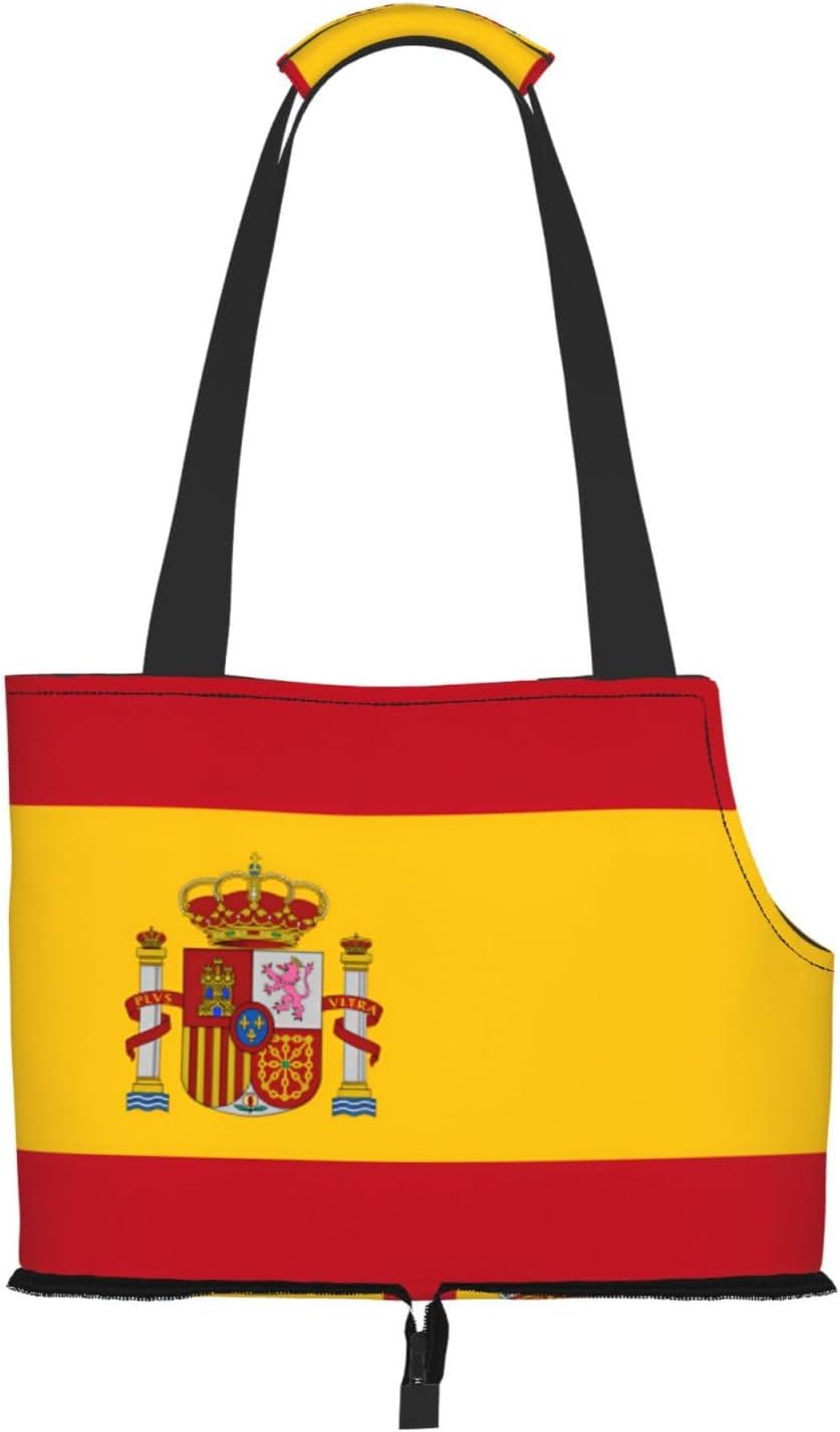 Spanish Flag Print Dog Purse Carrier for Small Dogs and Cats | Breathable Pet Carrier Bag & Portable Dog Travel Bag For Small Puppy Handbag, Secure Pet Purse For Outdoor Walking