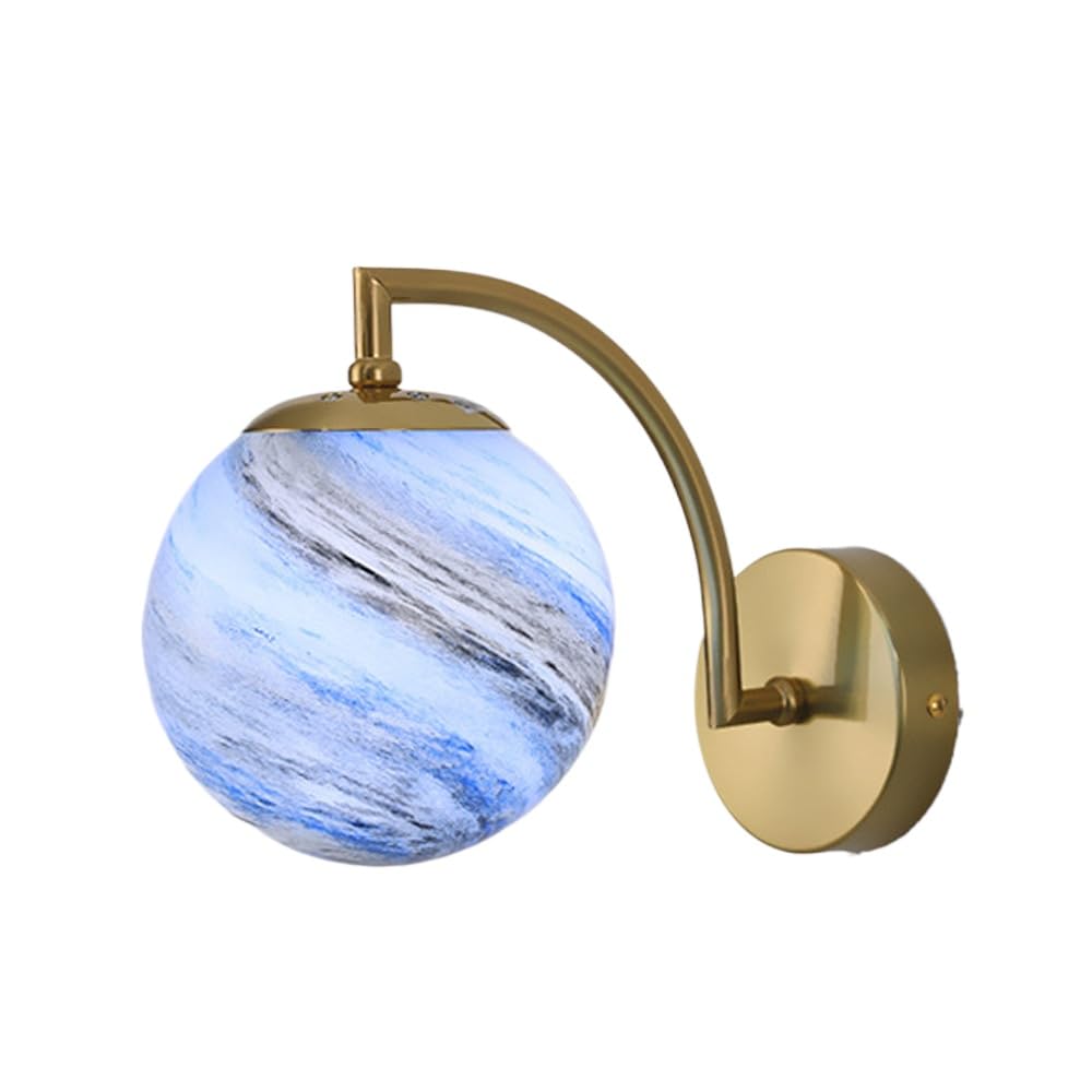 SXSCARKX Home Decoration Mid Century Modern Wall Sconce With Glass Moon Planet Lighting Fixture Black Hardwired Bedroom Light Gold Kids Mounted Lamp For Bedside Boys Girls Children Headboar