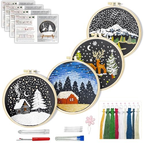Kit broderie Noël débutant Huacan pour apprendre facilement