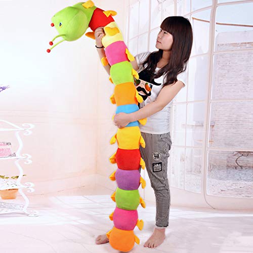 Simpatico Cuscino di Peluche Colorato a Forma di Bruco - Cuscino Giocattolo a Forma di Bruco Morbido e Avvolgente per Bambini, Bambola di Peluche per Bambini per L'arredamento