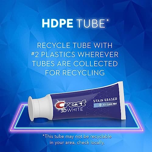 Image of Crest 3D White Stain Eraser Teeth Whitening Toothpaste, ICY Clean Mint, 3.1 oz, Pack of 2