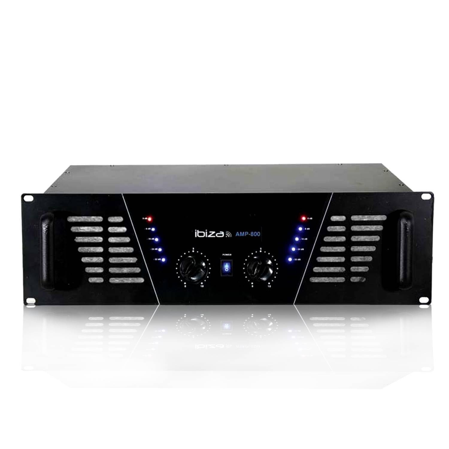 Ibiza Amplificateur sono Dj 2 x 600W Max AMP-800 Noir Numérique 2 canaux 600 watts RCA Compatible avec Guitare, Ukulélé, Violoncelle, Alto, Violon, Mandoline, Contrebasse, Tambour, Accordéon