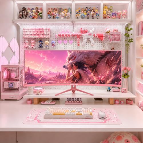 Great voell 34 Zoll Curved Gaming Monitor Pink, UWQHD, FreeSync – Ansicht 6
