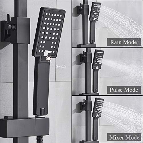 Bathroom Faucet Black Rain Shower Head Thermostatic Bath Faucet Wall Mounted Bathtub Shower Mixer Tap Shower Faucet Shower Set,Thermostatic Black A,Thermostatic Black B