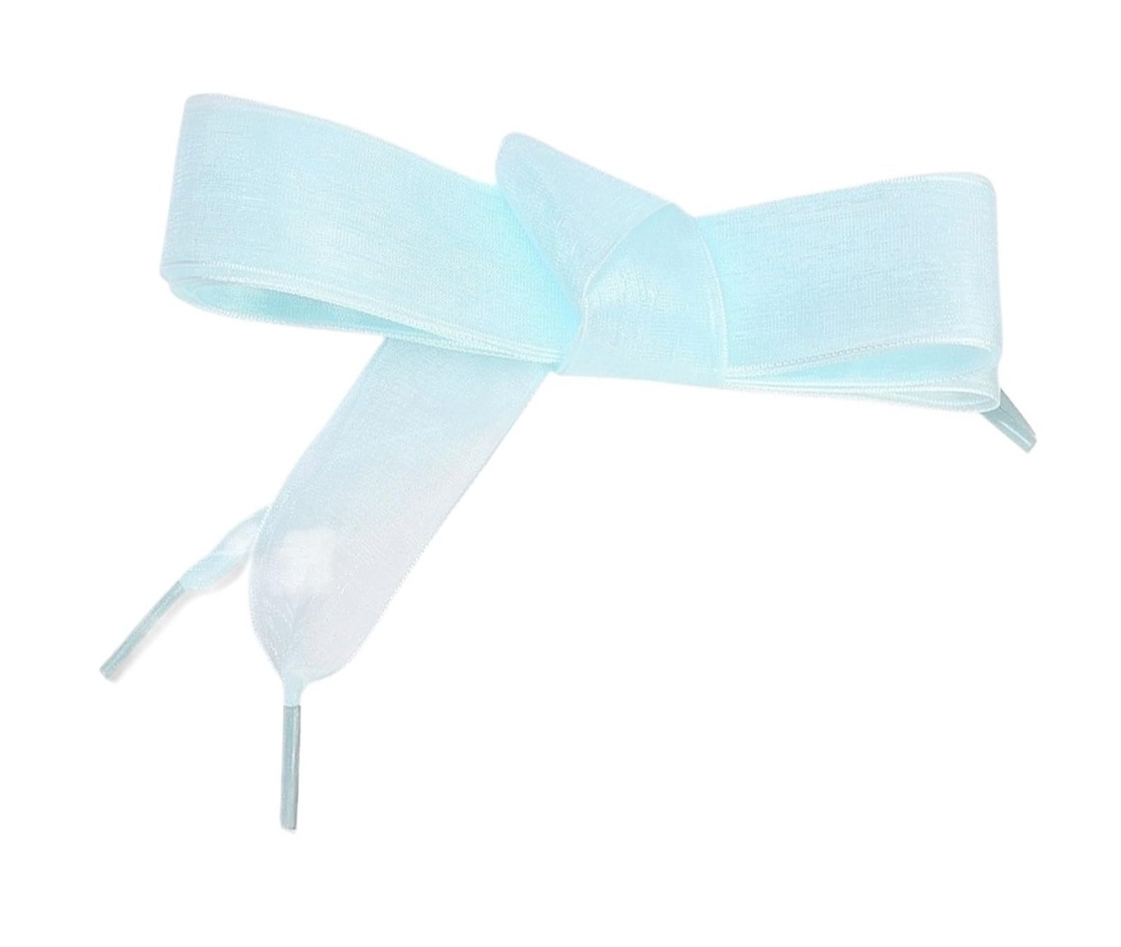 GPDNBIEU Shoelaces, Widened Transparent Chiffon Organza Shoelaces Length Bowknot Beauty Sneaker Sport Shoes White Laces(Blue)