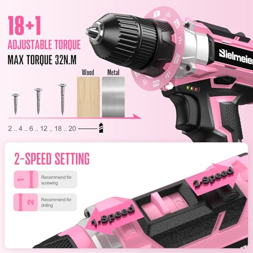Bielmeier 20V 236Pcs Pink Drill Set