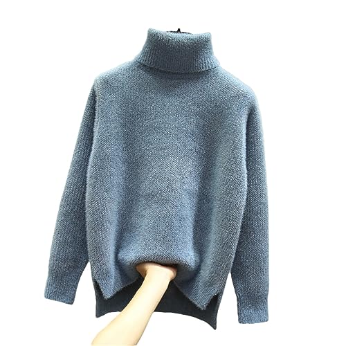 Women's Turtleneck Sweater Thick Knitted Sueter Casual Soft Tops Warm Long Sleeve Pullover2