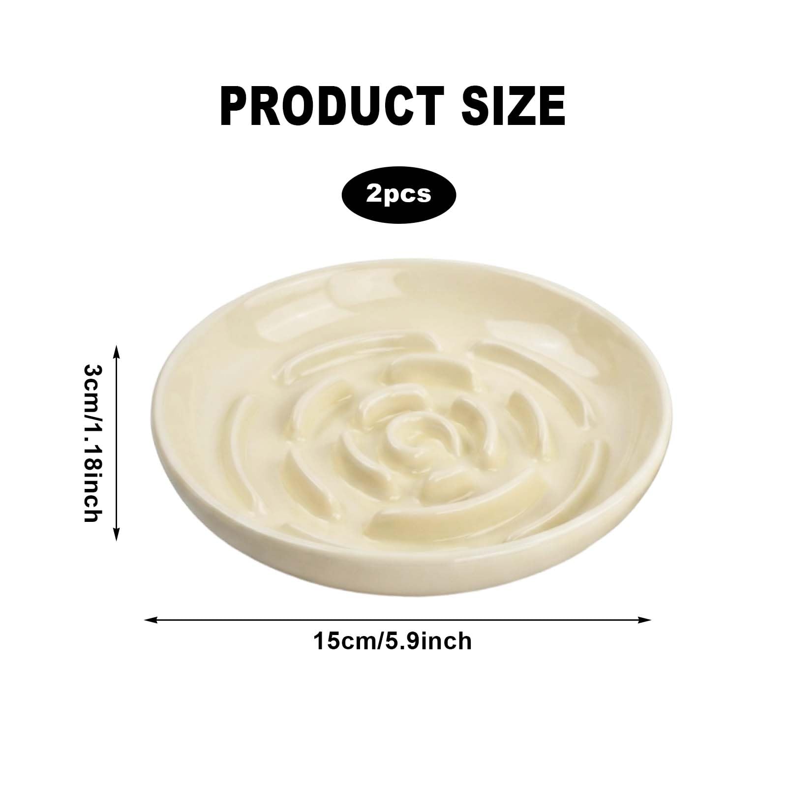 Set 2 Ciotole per Gatti in Ceramica con Tappetino in Silicone Antiscivolo, 15cm Ciotola Anti Ingozzamento Gatto Grande Capacità per Acqua Cibo, Facile da Pulire, Gatti Cani Piccoli, Anti-Ribaltamento