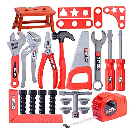 JIAJIA YL Kit Jouets de Bricolage Caisse à Outils Imitation pour Enfant Garçon Fille Jouer à Imiter Bricoleur Jeux Ludique et Educatif, Ideal Cadeau Noël Anniversaire pour Garçon Fille 3-12 Ans (A)