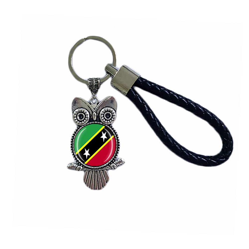 Muyu Keychain Men's Saint Kitts And Nevis Flag Key Chain Souvenir Gift Key Ring Owl Pendant Keychain For Wo