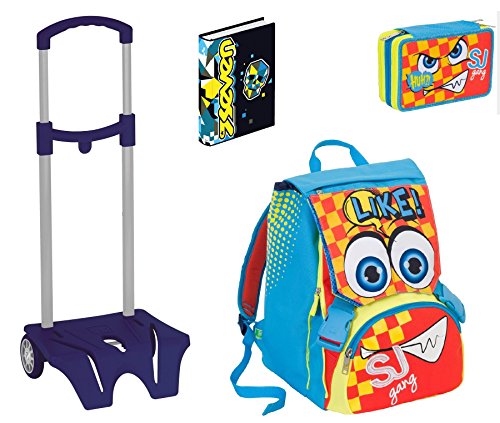 Juego completo escolar SJ GANG con diseño de emoticonos para niño:  mochila   estuche
