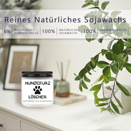 Scentoria Geschenke für Hundebesitzer Frauen, Duftkerze im Glas - Hundefurz Löscher, Lustige Geschenk für Hunde Liebhaber Frau Freundin zum Geburtstag, Geburtstagsgeschenk für Frauen Mann(Lavendel)