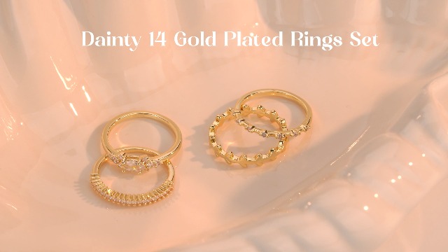 Amazon.com: FINREZIO Gold Rings for Women Non Tarnish 14K