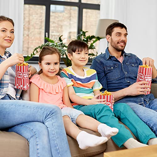 Image of 300 Pcs Paper Popcorn Bags Bulk 2 oz Large Flat Bottom Boxes Red and White Disposable Container Sleeve Movie Night Popcorn Bucket for Retro Movie Themed Party Carnival Supplies (Red and White)