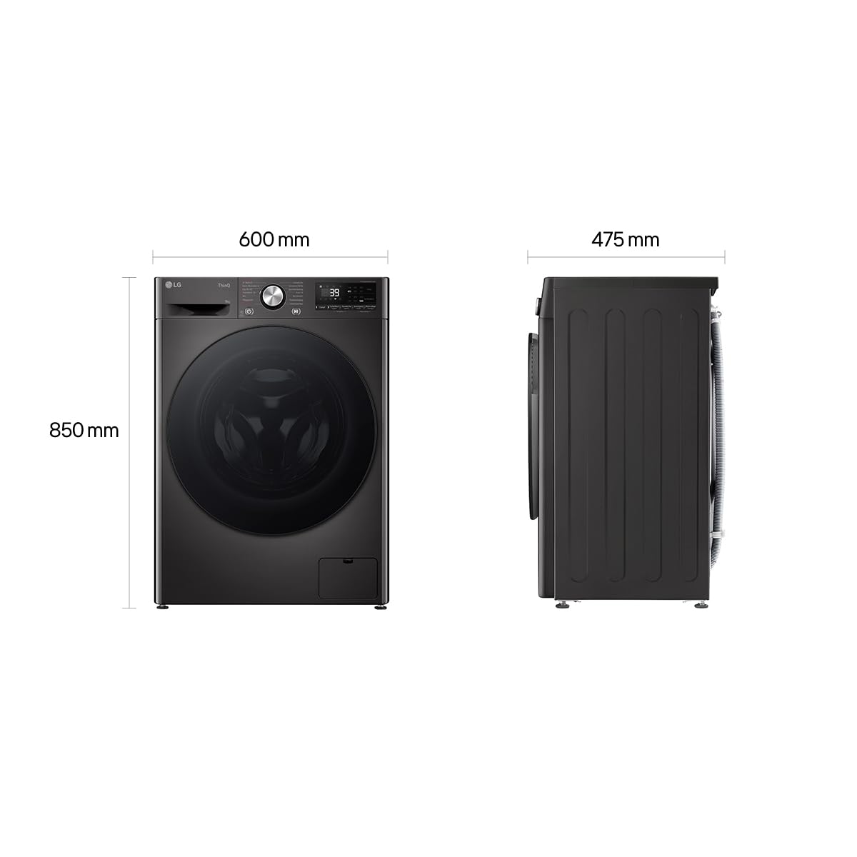 LG F2V7SLIM9B kompakte SLIM Waschmaschine 9 kg Energieklasse A-10% 1.200 U/Min AI Wash AI DD TurboWash 360° Allergy Care AquaLock Schwarz