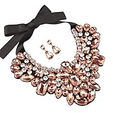 Holylove Peach Costume Statement Necklace with Earrings for Women Jewelry Fashion Necklace 1 Set with Gift Box-HLN8455E-Peach