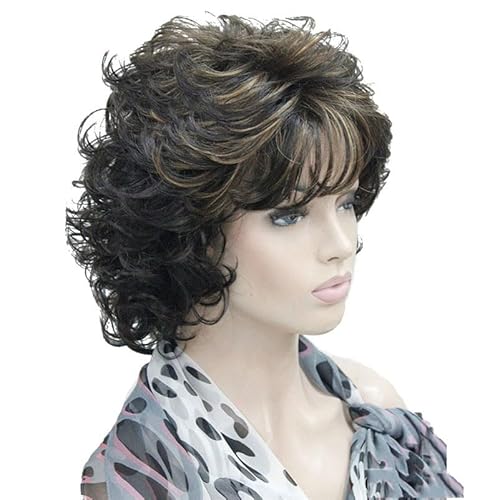 Short Soft Shaggy Layered Blonde Mix Full Synthetic Wig Curly