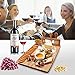 Widousy Bamboo Cheese Board Set, Cheese Tray, Charcuterie Board and Serving Meat Platter with 4 Stainless Steel Cheese Knives, Ideal for Wedding Gifts Christmas Birthday Party (14''x11'')