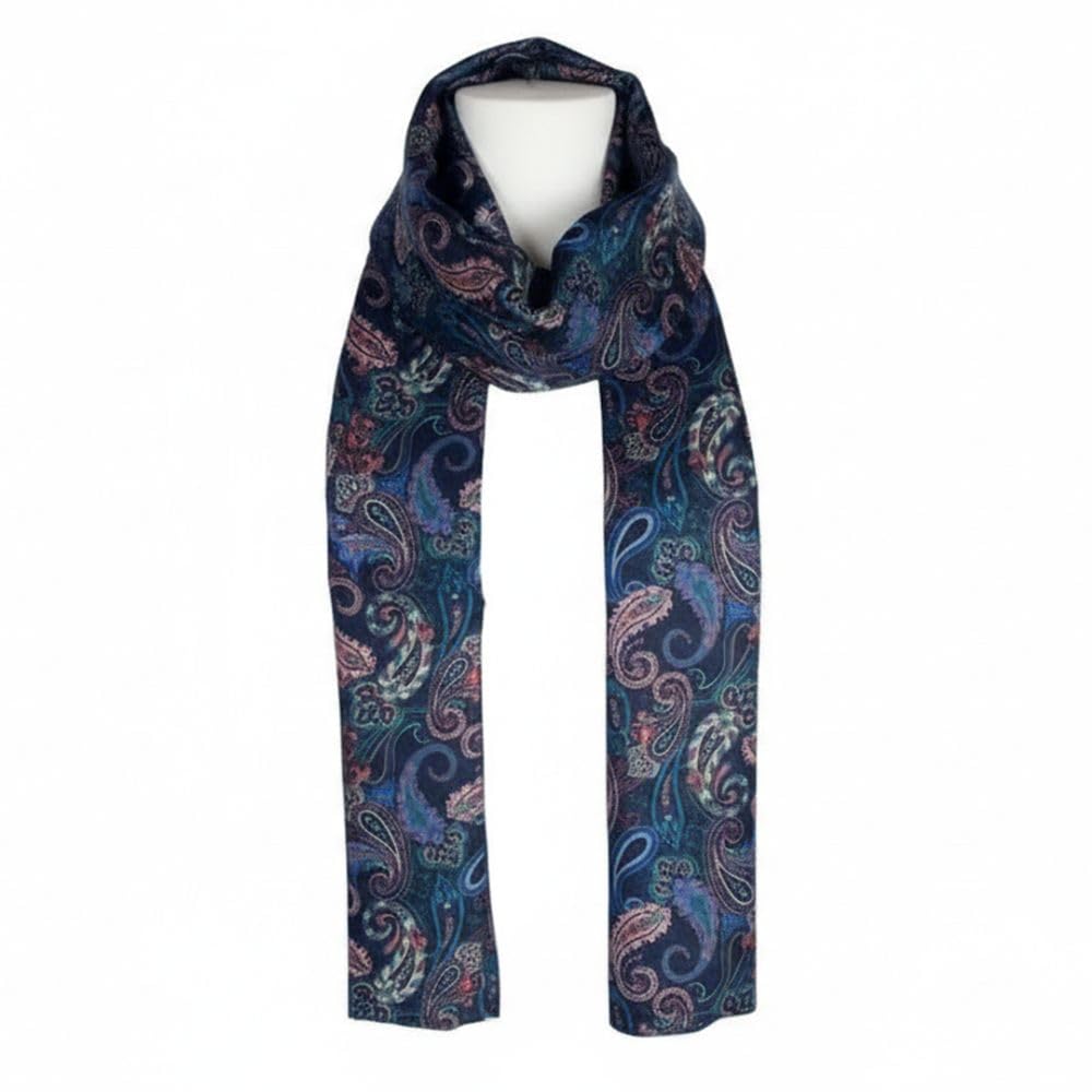 calixto Unisex Multicolor Print long Scarf with Pocket Square | Elegant Cotton-Silk Neck Wrap for Men & Women | Stylish Accessory-picture-44