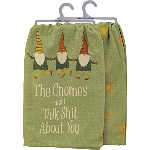 PBK The Gnomes and I Talk Shit About You Cotton Kitchen Dish Towel 28 Inch x 28 Inch