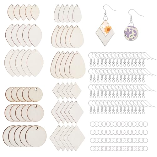 Boucles d'oreilles en bois brut goutte diamant cercle feuille breloques avec crochets d'oreilles
