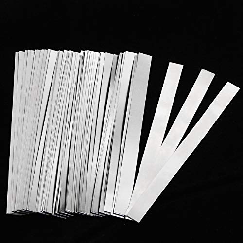 Image of Pure Nickel Strips for Batteries- 99.6% Purity 100pcs 0.1x8x100mm Nickle Tabs for 18650 High Drain Battery Packs, Lipo, Nimh, Nicad, Nicd Battery Spot Welding and Soldering