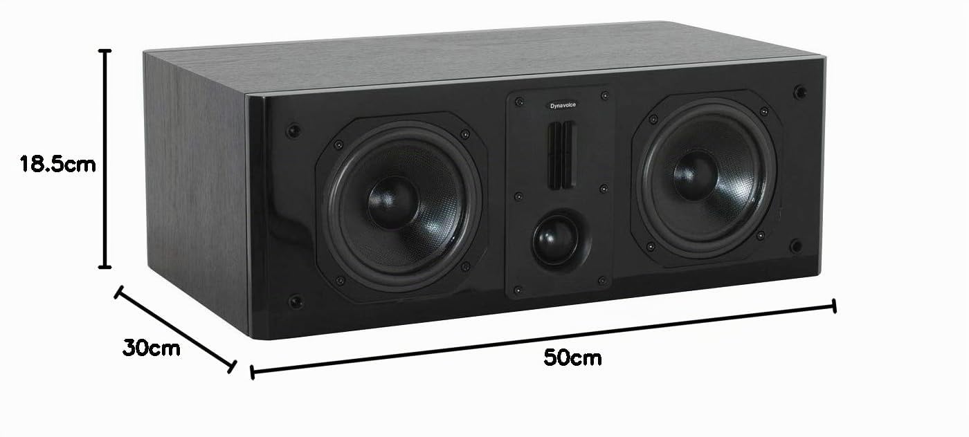 Dynavoice Definition DC-5 Center Lautsprecher 3-Wege Heimkino | 125W RMS | 36-32000 Hz | Hochglanz Schwarz Front, Matt Schwarz Gehäuse, Abnehmbare Stoffabdeckung | KEIN Bluetooth