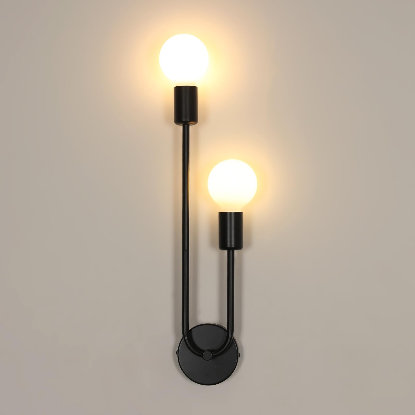 Comely lámpara de pared interior de metal con 2 luces y casquillo vintage E27 8
