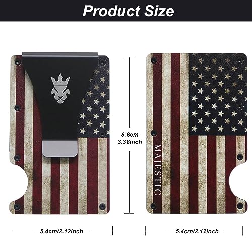 Vintage American Flag - Slim Wallet - RFID Blocking - Front Pocket - Card Holder - Slim Moey Clip2