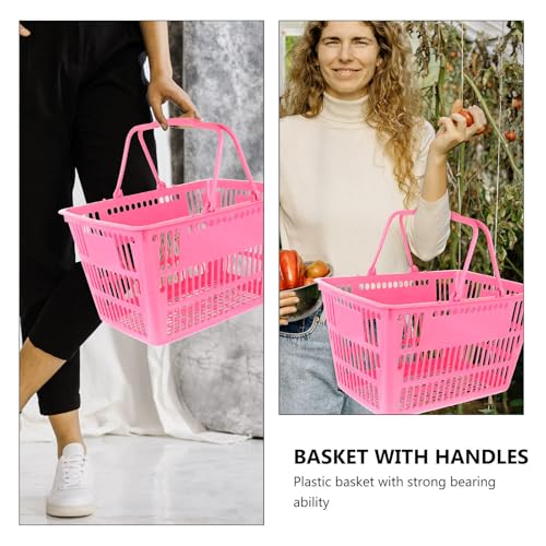 Cesta de compras de plástico de gran capacidad CHILDWEET, cesta organizadora portátil resistente 8