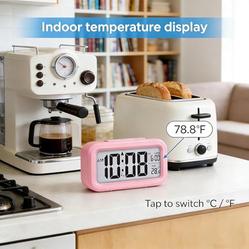 Lesipee Digital Alarm Clock for Bedroom, Desk Clock Battery Operated, Digital Clock with Extra Loud Alarm, Temperature, Auto-Dim and 12/24H Display Snooze Function for Heavy Sleepers Gifts for Kids - Image 5