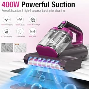 Mattress Vacuum Cleaner 15Kpa Bed Vacuum Cleaner 273nm UV-C Light & Ultrasonic Heating Tech 400W Handheld Vacuum Wide Suction Port 0.6L Capacity Double Cup for Pillows Cribs Sofa Black Corded Mattress Vacuum Cleaner 15Kpa Bed Vacuum Cleaner 273nm UV C Light Ultrasonic Heating Tech 400W Handheld Vacuum Wide Suction Port 06L Capacity Double Cup for Pillows Cribs Sofa Black Corded