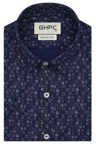 Image of GHPC 100% Cotton Printed Half Sleeves Regular Fit Formal Shirt for Men