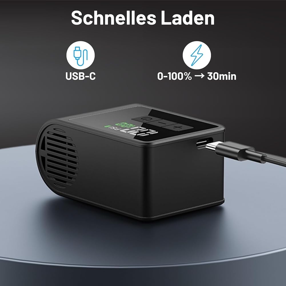 Mini Pompe à Vélo Électrique, Arrêt Automatique de 120 Psi, Charge D'Éclairage LED de Manomètre Intégré pour les Vélos de Route