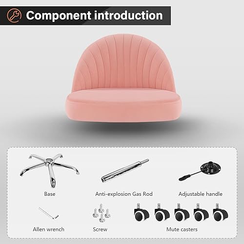 Miniatura 7 de KKTONER Taburete giratorio de oficina, sillas de terciopelo para tocador, taburetes ajustables en altura con respaldo para dormitorio, hogar,