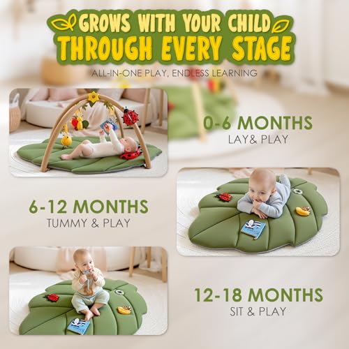 Leaf Tummy Time Baby Play Mat, Activity Gym w/7 Toys 0-18M Washable Oversize Infant Mat by lulunemo - Used condition - Image 3