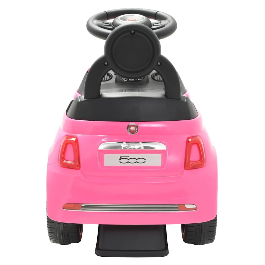 Kinder-Aufsitzauto Fiat 500 Rosa Kinderfahrzeug Lauflernwagen Tretfahrzeug für Kleinkinder mit Stauraum, ergonomischem Design, für Mädchen und Jungen geeignet, ideal für Indoor und Outdoor